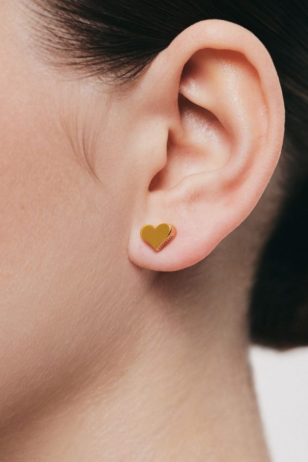 Earrings Puffed Heart Earrings, yellow gold with timeless design by Guzema