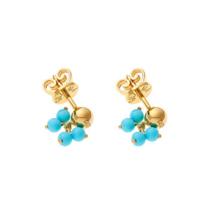 Turquoise Earrings, yellow gold