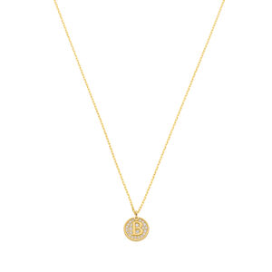 Necklace with initial, diamonds, yellow gold