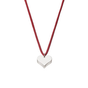 Bold Puffed Heart Pendant, white gold