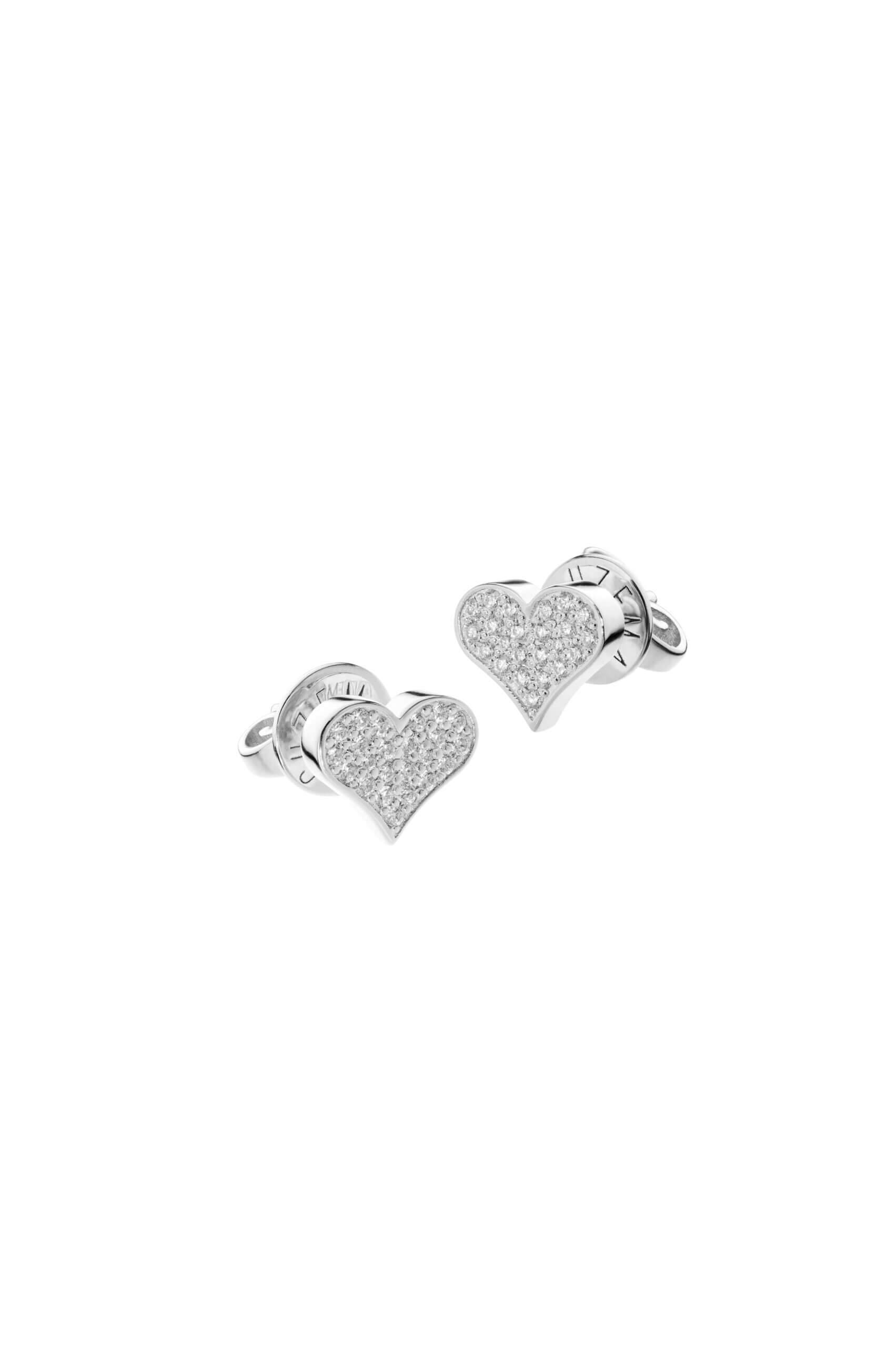 Earrings Heart Earrings, diamonds, white gold for stylish and elegant looks