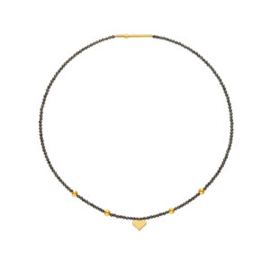 Heart Accent Gems Necklace, yellow gold