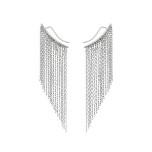 Mid Chainfall Earrings, white gold