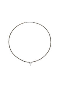 Cross Accent Gems Necklace, white gold