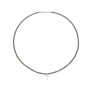 Cross Accent Gems Necklace, white gold
