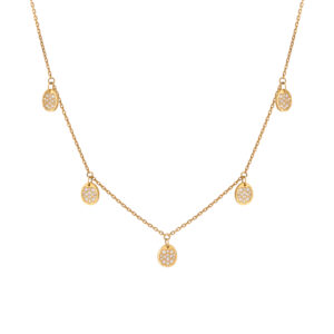 Flat Quintet Necklace, diamonds, yellow gold