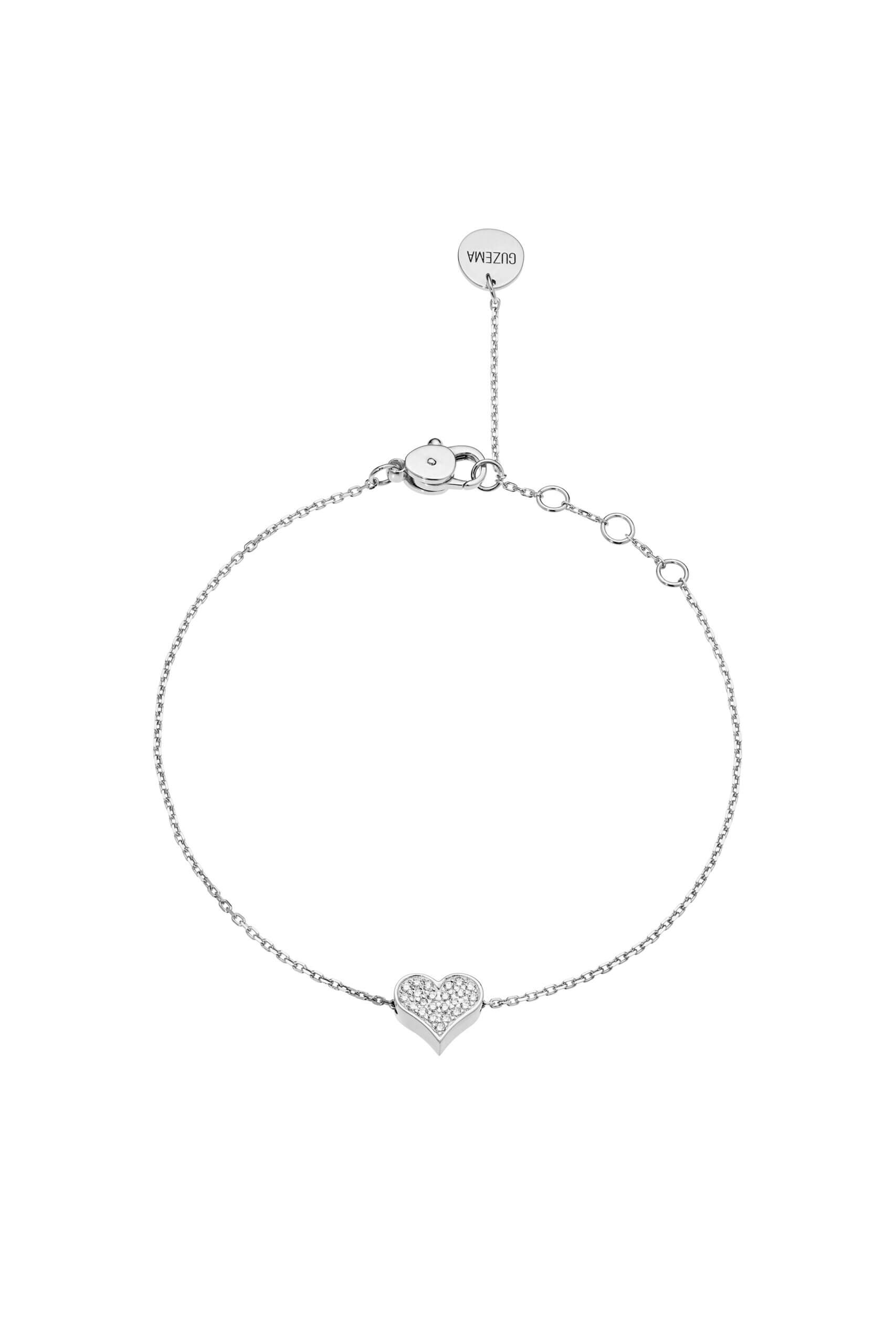 Heart Bracelet, diamonds, white gold