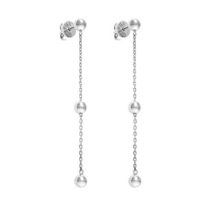 Trio Chain Transformer Earrings, white gold