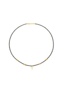Cross Accent Gems Necklace, yellow gold