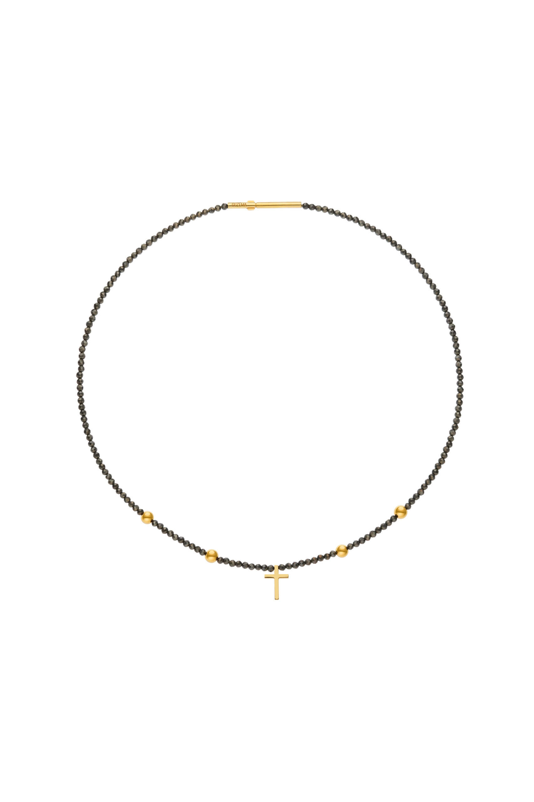 Cross Accent Gems Necklace, yellow gold