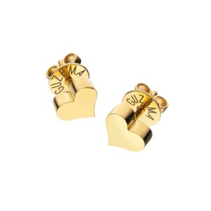 Puffed Heart Earrings, yellow gold