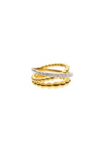 Diagonal Diamond Ring, combined gold