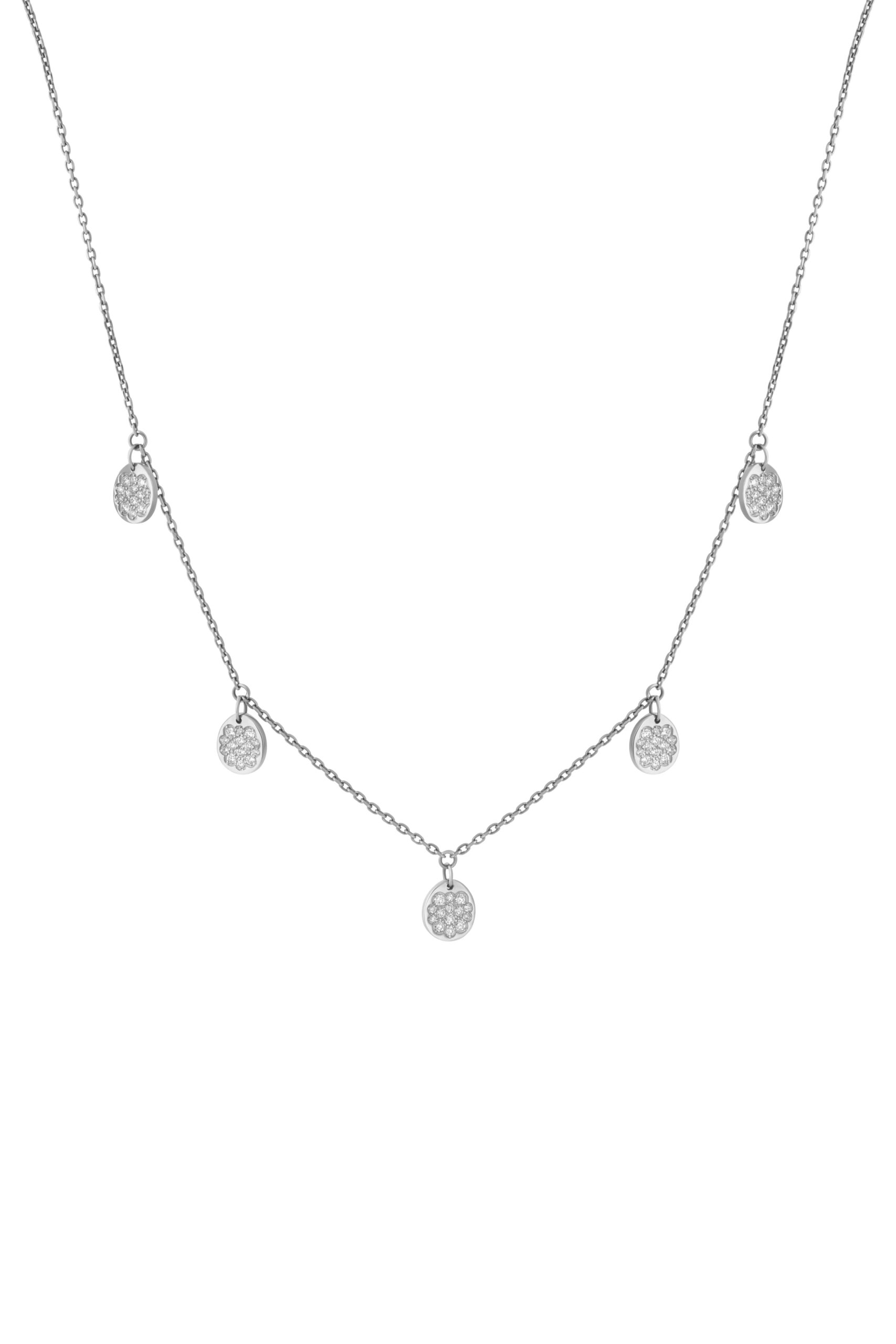 Flat Quintet Necklace, diamonds, white gold