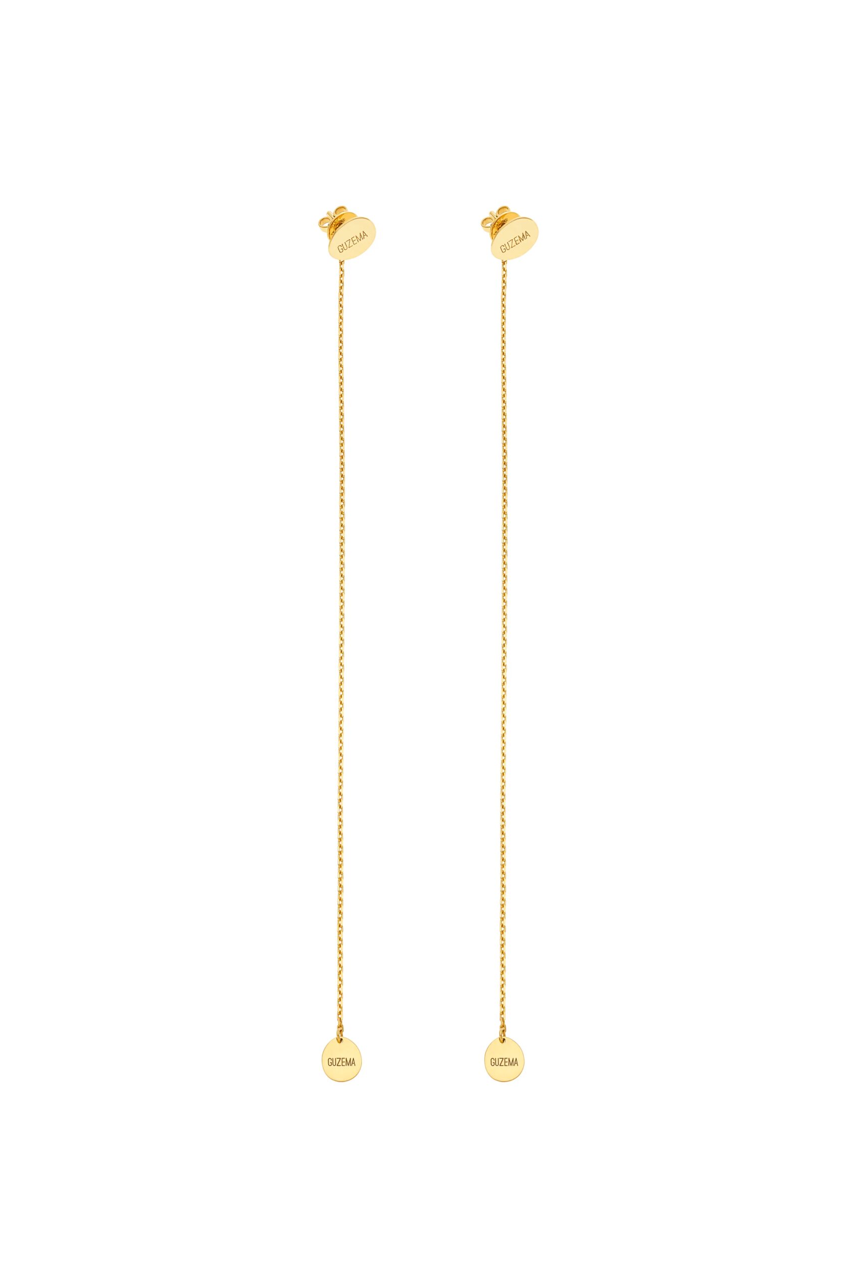 Earrings Duo Flat Transformer Earrings, yellow gold with timeless design by Guzema