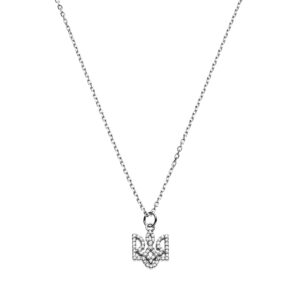 Trident Necklace with diamonds, white gold