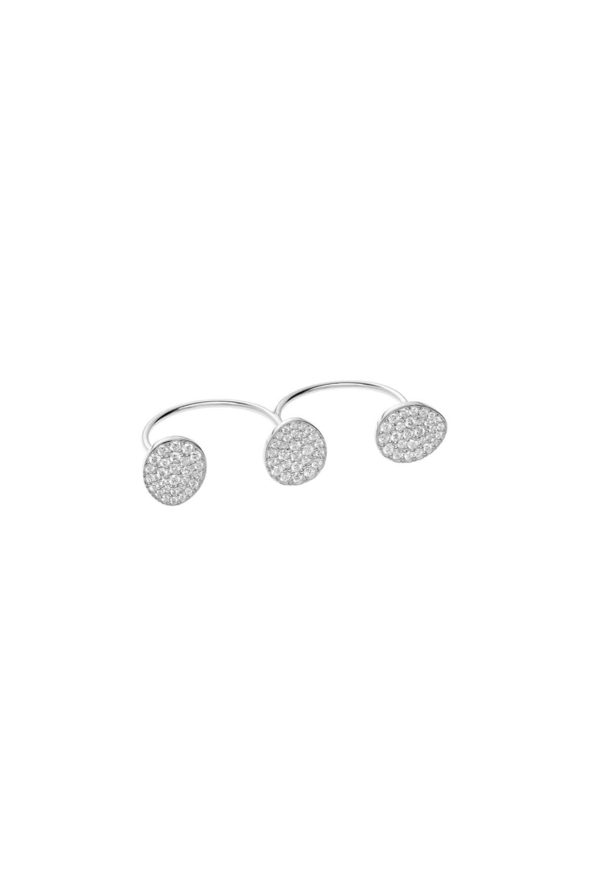 Trio Flat Ring, diamonds, white gold