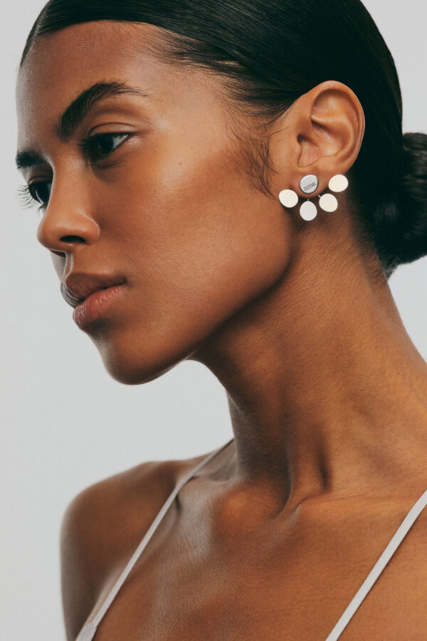 Earrings Bold Quintet Flat Transformer Earrings, white gold with timeless design by Guzema
