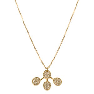 Petal Flat Necklace, diamonds, yellow gold