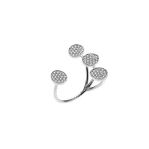 Petal Flat Ring, diamonds, white gold