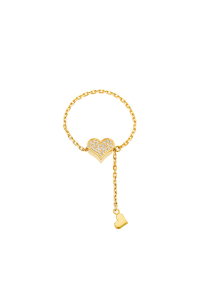 Heart Transformer Ring, diamonds, yellow gold