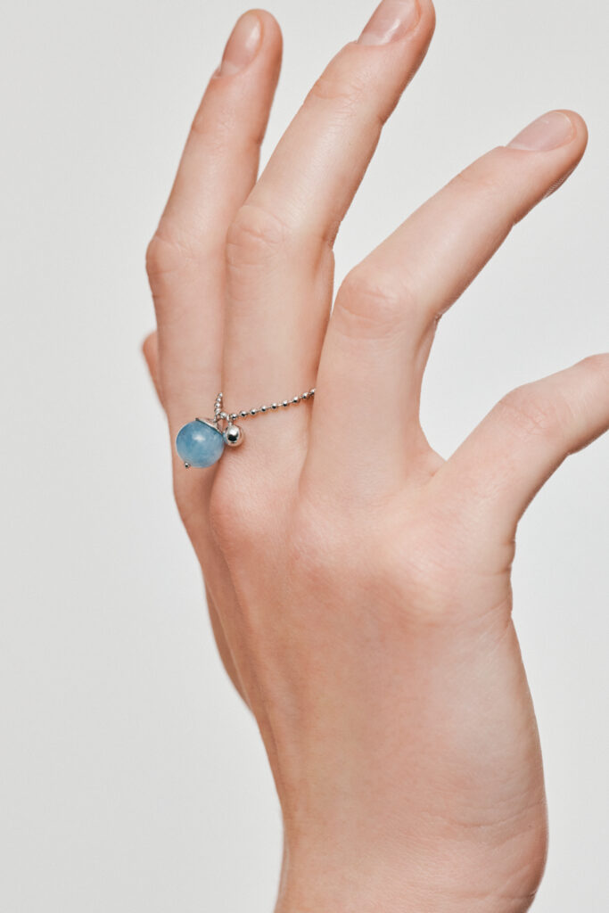 Rings Celestial Blue Charm Ring, white gold with modern design available now