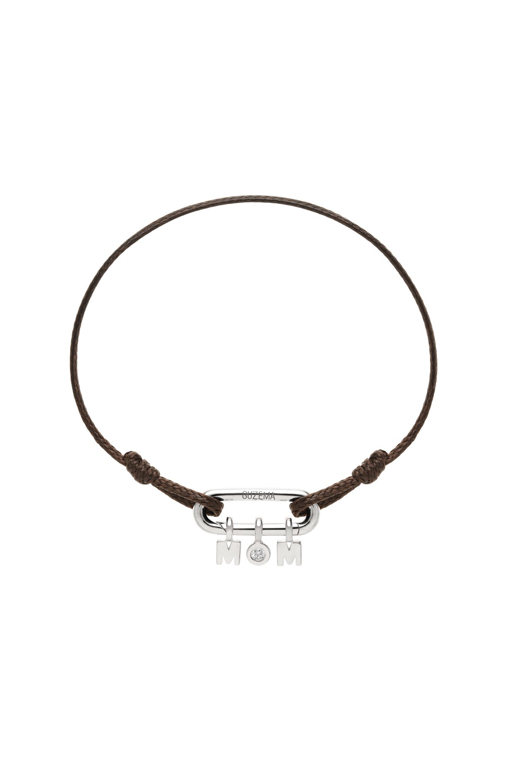 MOM Cord Bracelet, diamond, white gold