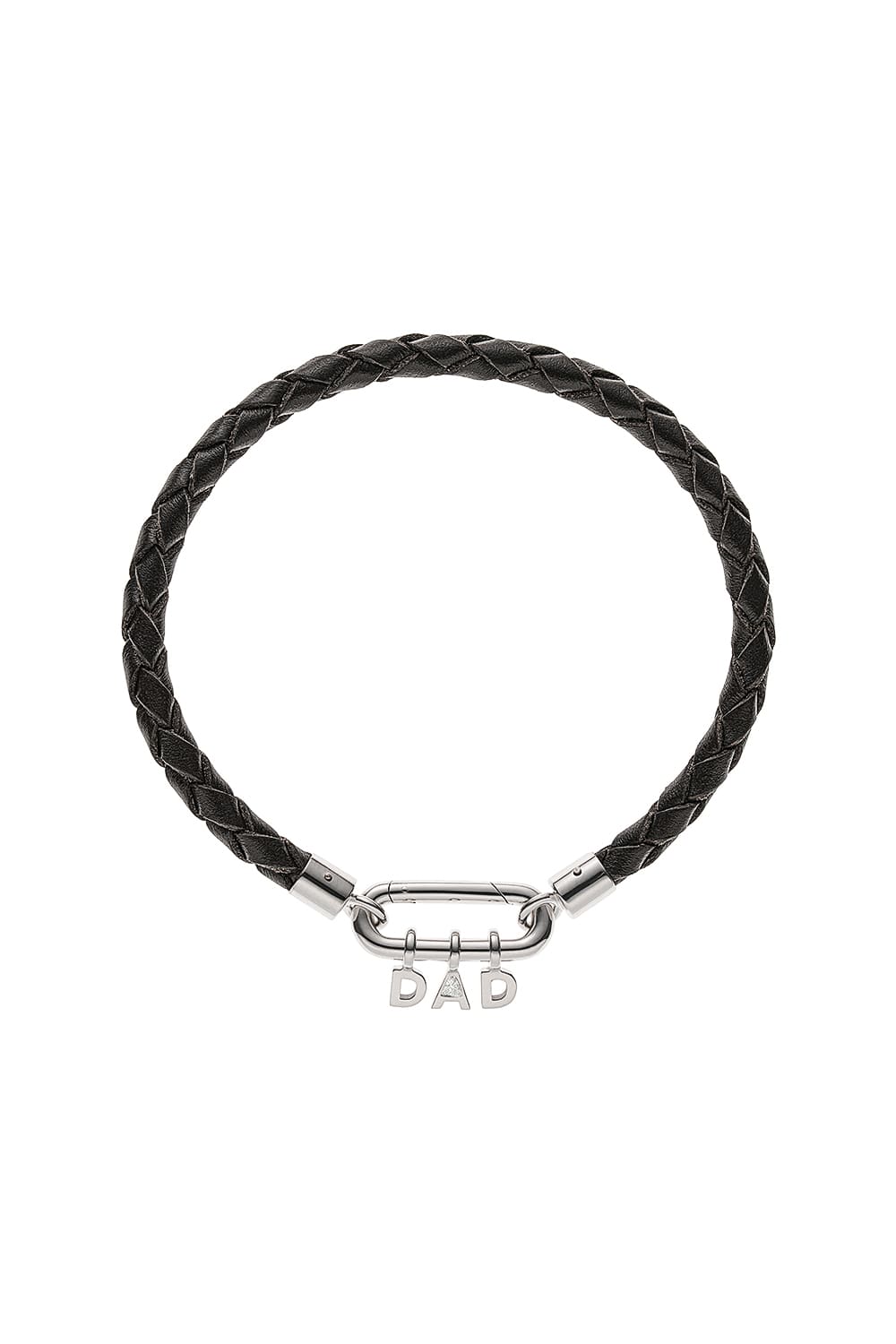 DAD Braided Leather Bracelet, diamond, white gold