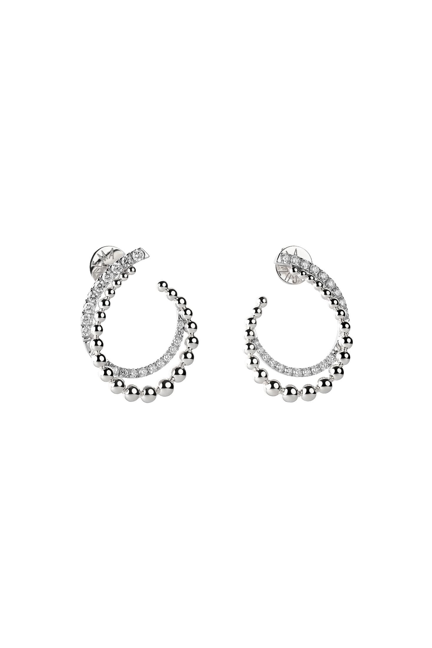 Spiral Earrings, diamonds, white gold
