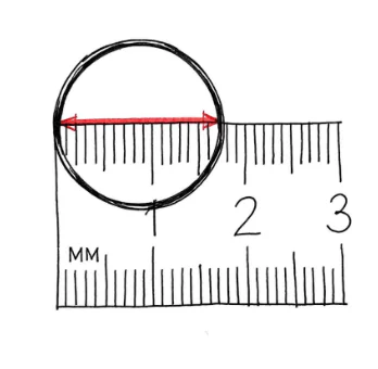 Measure the diameter of the ring along its inner edge (the main thing is to place the ruler clearly in the middle of the jewelry).