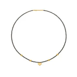 Heart Accent Gems Necklace, yellow gold