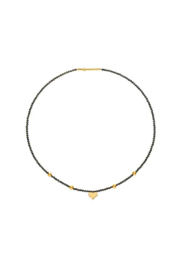 Custom Necklaces Heart Accent Gems Necklace, yellow gold for a luxurious style