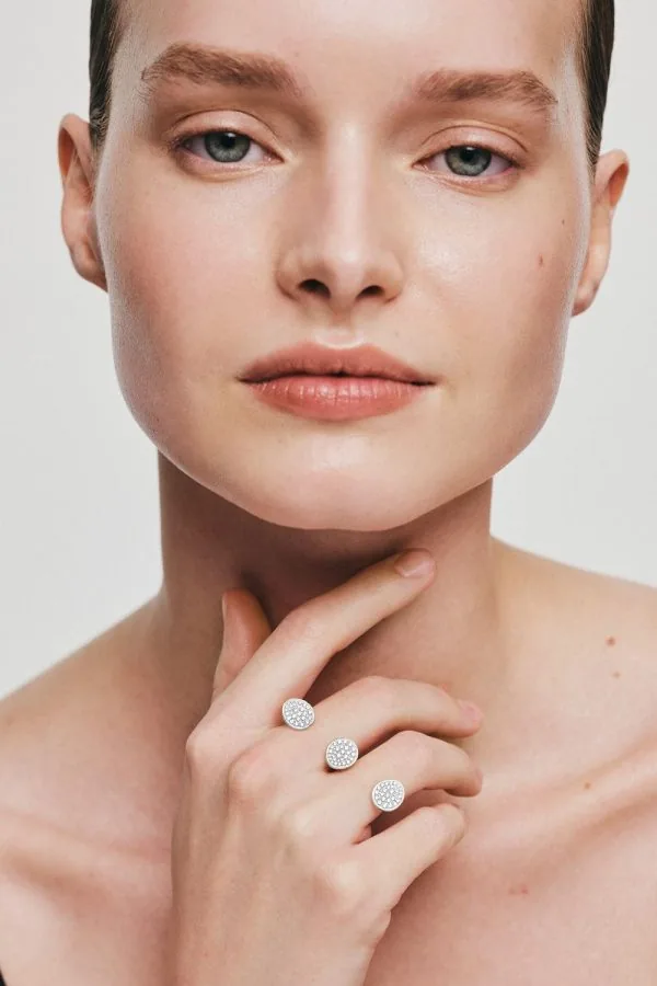 Rings Trio Flat Ring, diamonds, white gold with modern design available now