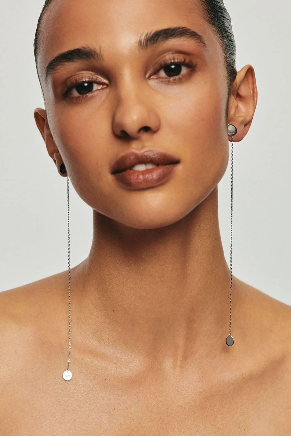 Earrings Duo Flat Transformer Earrings, white gold for stylish and elegant looks