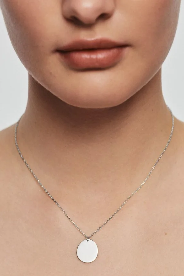 Custom Necklaces Bold Mono Flat Necklace, white gold for a luxurious style
