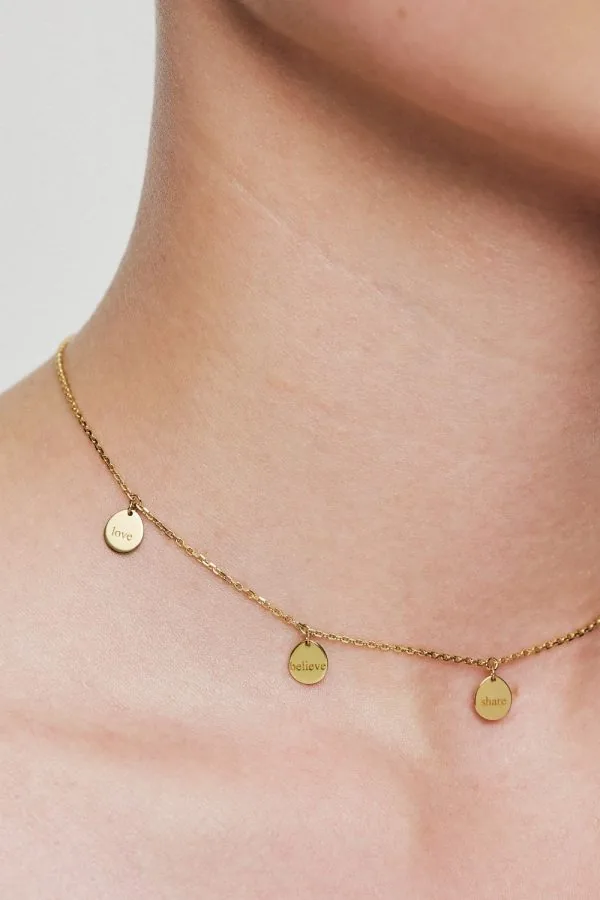 Custom Necklaces Engraved Charity Necklace, yellow gold for a luxurious style