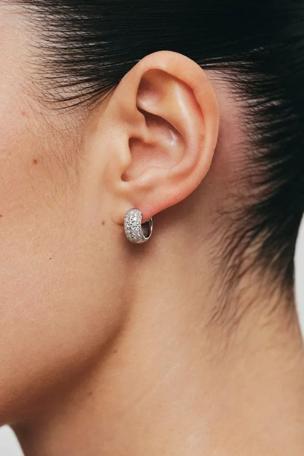 Earrings Diamond Mini Hug Hoops, white gold with timeless design by Guzema