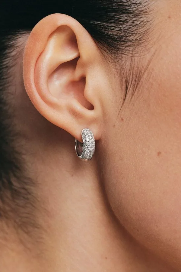Earrings Diamond Mid Hug Hoops, white gold for a unique and sophisticated look