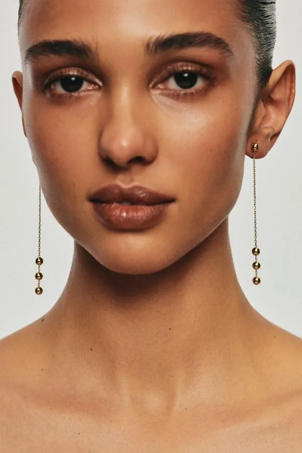 Earrings Tetra Chain Transformer Earrings, yellow gold with timeless design by Guzema