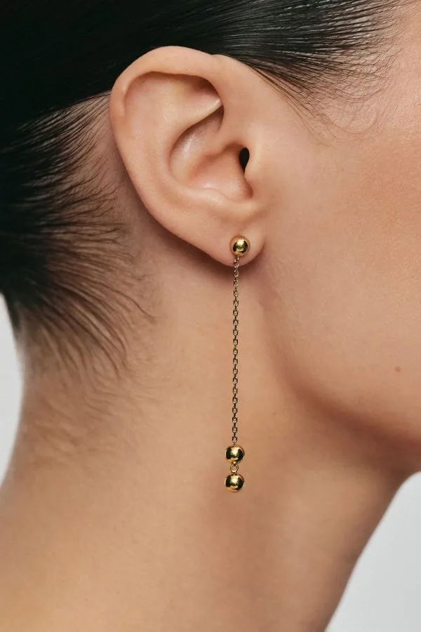 Earrings Trio Chain Transformer Earrings, yellow gold with timeless design by Guzema