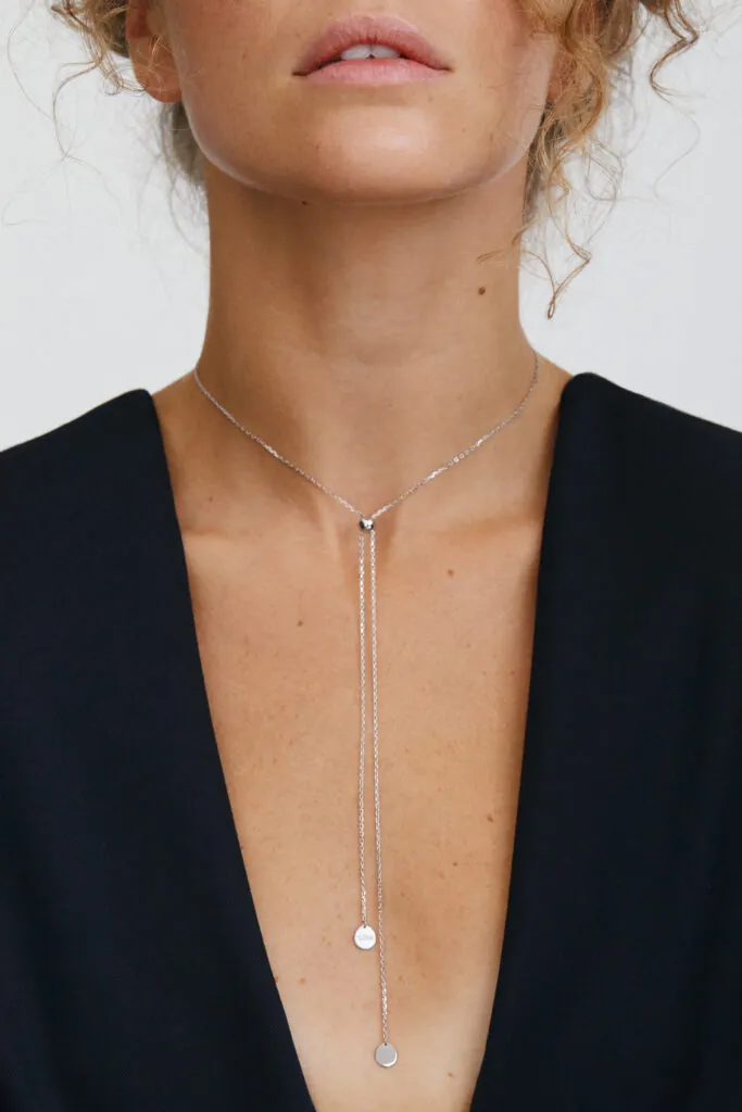 Custom Necklaces Flats Tie Necklace, white gold for a luxurious style