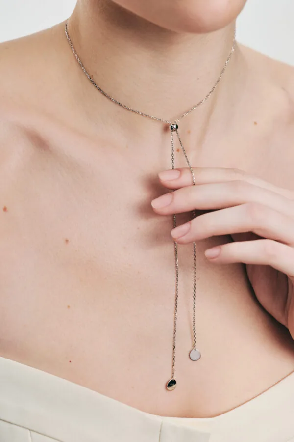 Custom Necklaces Flat Tie Necklace, white gold for a luxurious style