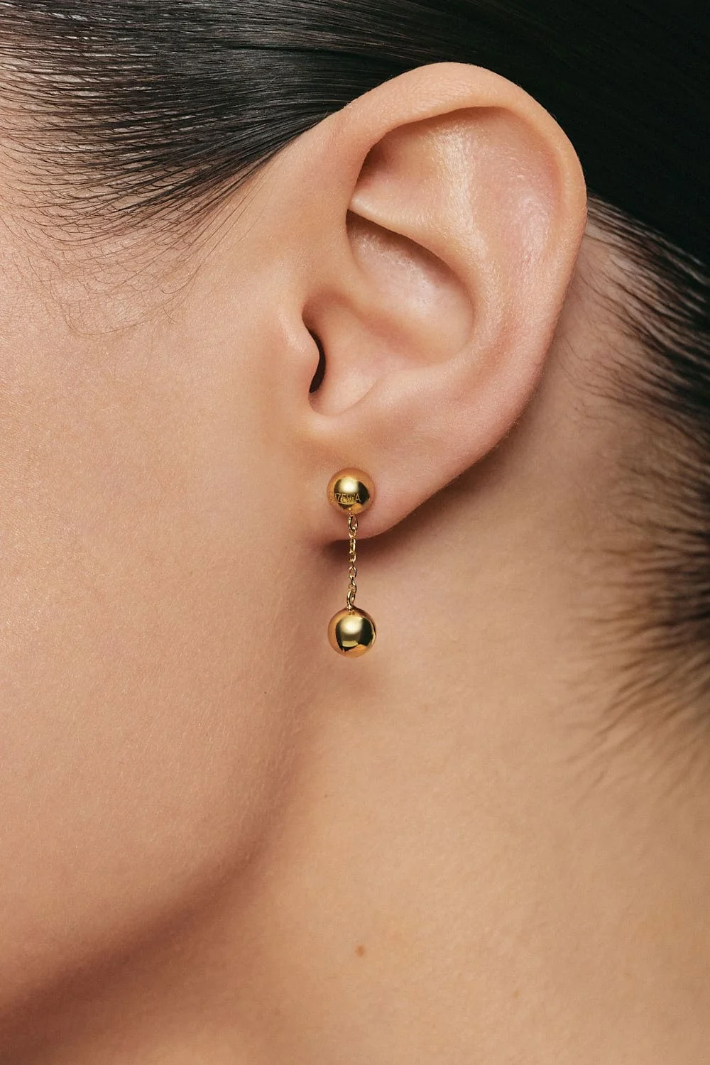 Earrings Dual Mini Orb Earrings, yellow gold for a unique and sophisticated look