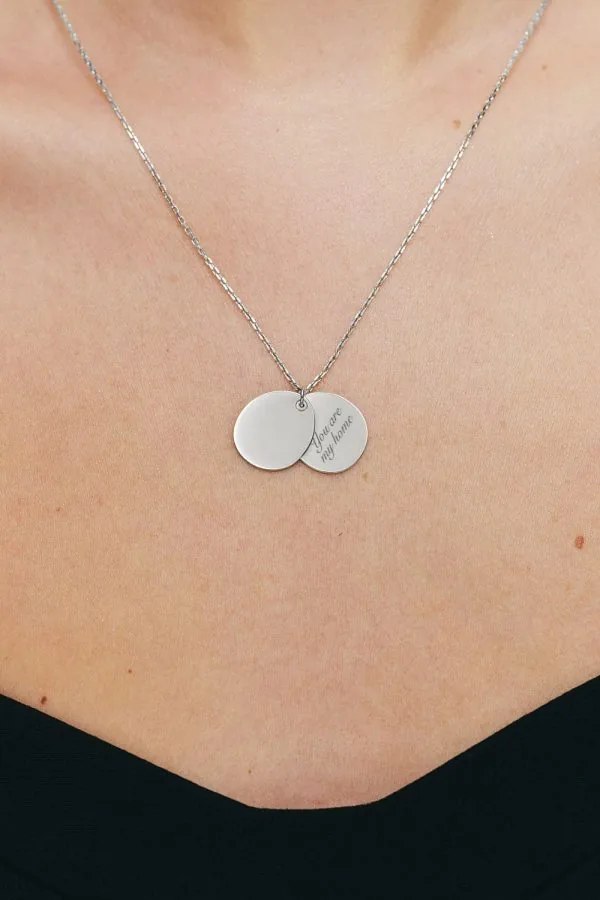 Custom Necklaces Custom Duo Flat Necklace, white gold for a luxurious style