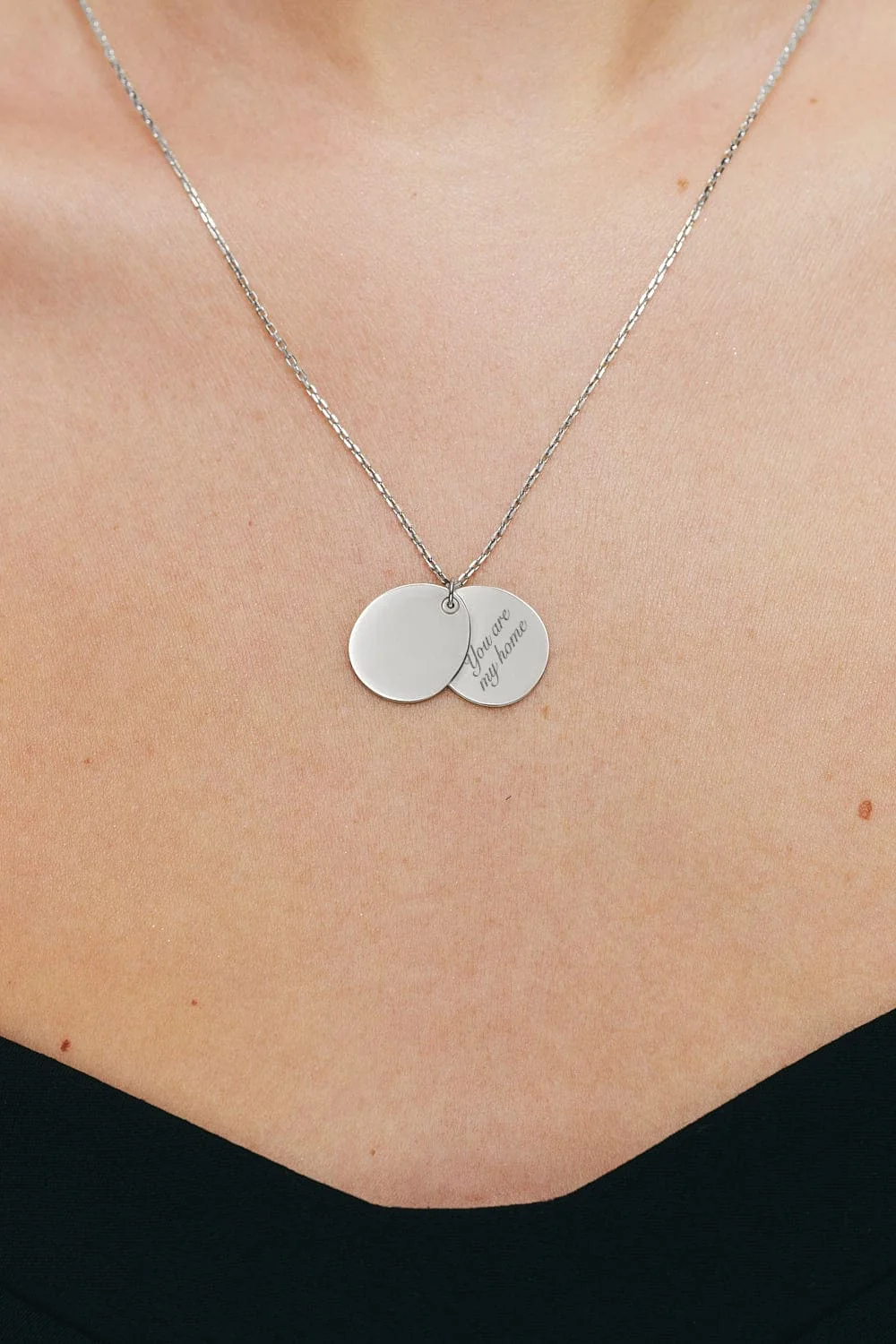 Custom Necklaces Custom Duo Flat Necklace, white gold for a luxurious style