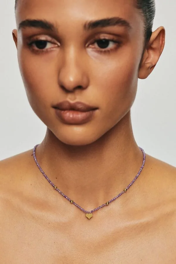 Necklaces Heart Accent Gems Necklace, yellow gold with fast delivery from Guzema