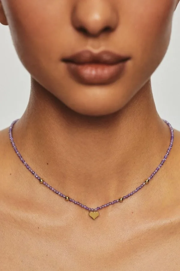 Exclusive Necklaces Heart Accent Gems Necklace, yellow gold from Guzema