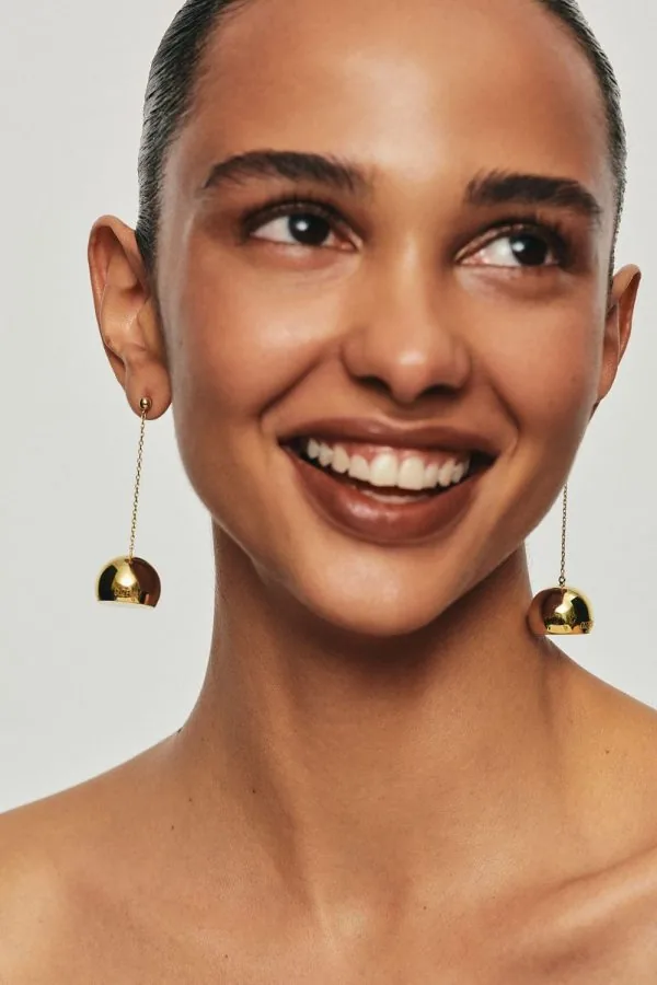 Earrings Semi-Orbs Earrings, yellow gold with timeless design by Guzema