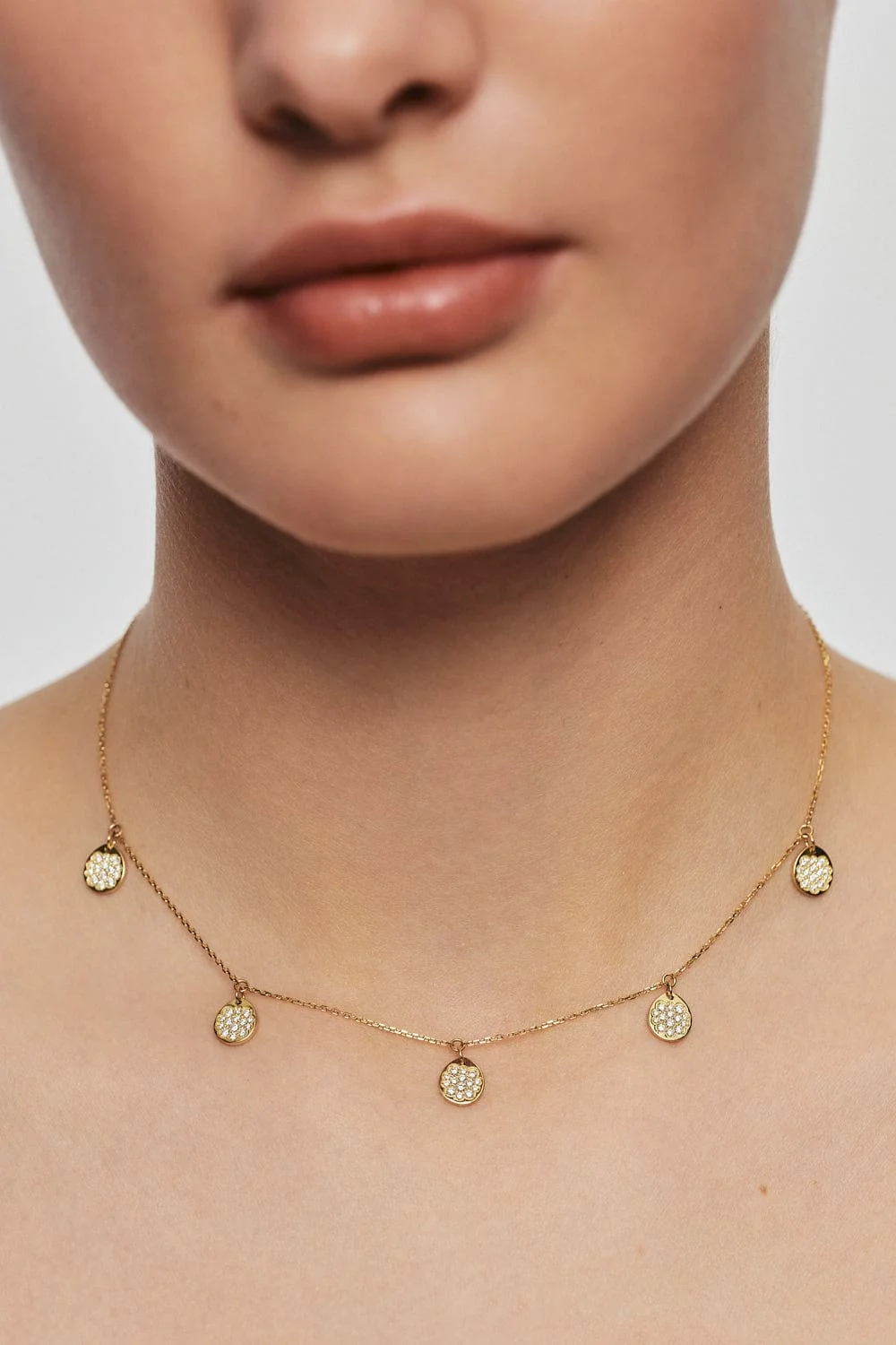 Exclusive Necklaces Flat Quintet Necklace, diamonds, yellow gold from Guzema