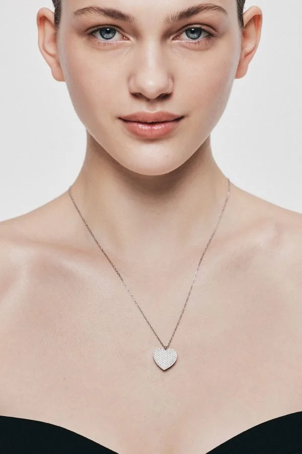 Necklaces Heart Locket, diamonds, white gold with fast delivery from Guzema