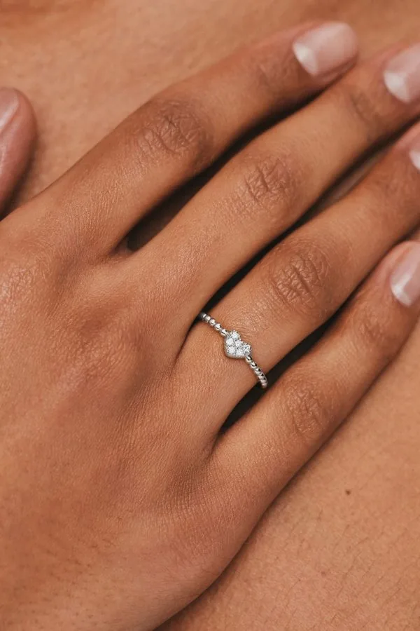 Rings Heartful Ring, diamonds, white gold with modern design available now